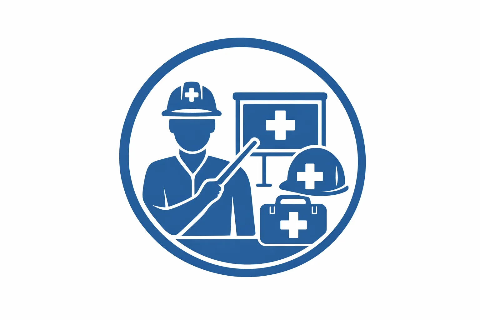 👉 Picto : formateur + tableau / casque + croix secours